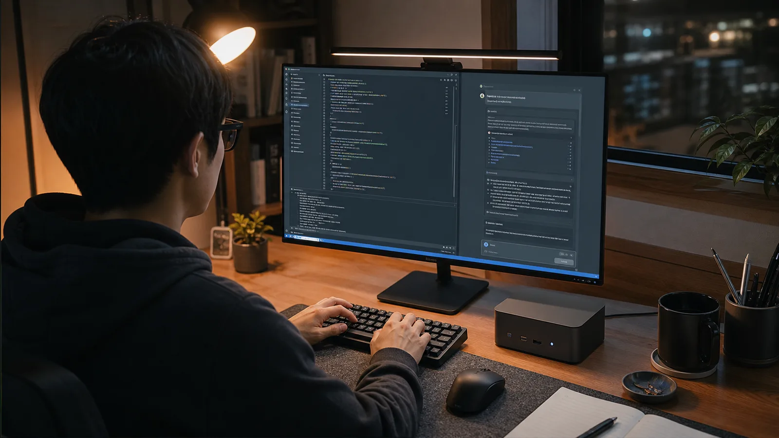 ミニPC上のローカルLLMをプログラミング支援に使うイメージ